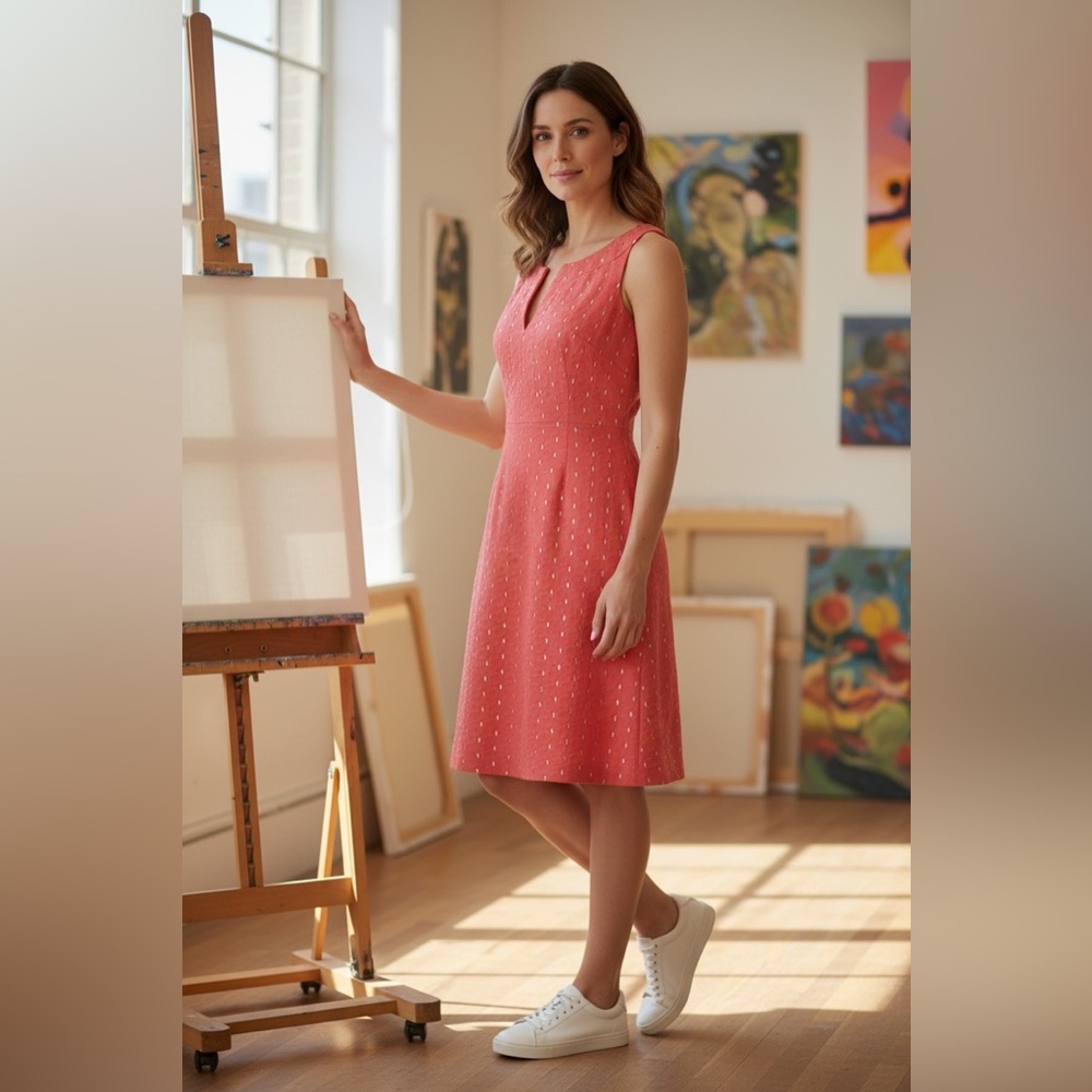 DONNA RICCO TROPICAL ORANGE DRESS